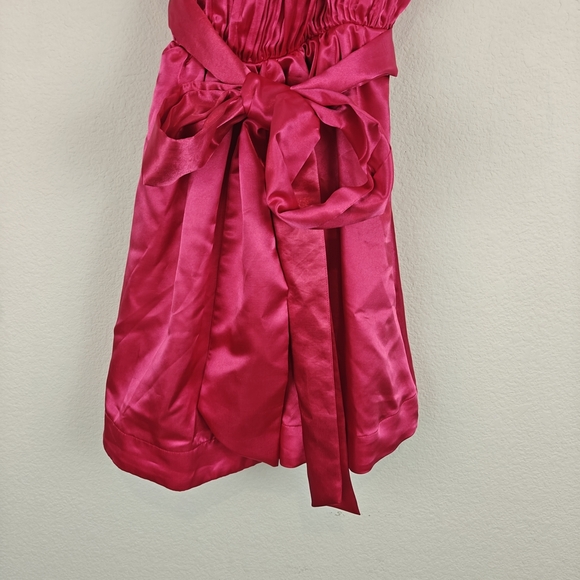 Anthropologie Maeve Nwot Pink Bow-Tie Satin Mini Dress Fairycore Whimsical Sz 4 - Picture 5 of 16